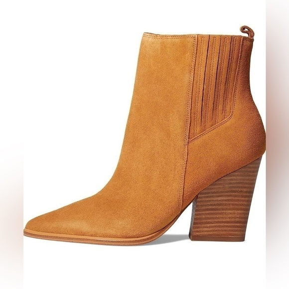 Nib Marc Fisher Mariel Block Heel Zip Booties in Medium Natural - Picture 2 of 13